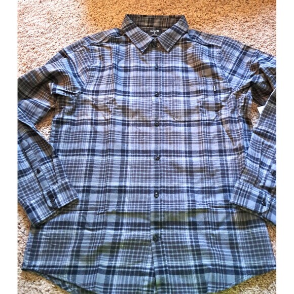 Hurley Men's Plaid Flannel Shirt Gray Size Medium - Picture 6 of 10